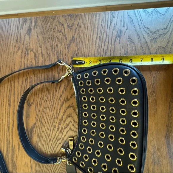 Coach Teri Shoulder Bag CY646 Black Leather Gold Hardware Crossbody  Purse - Picture 13 of 15